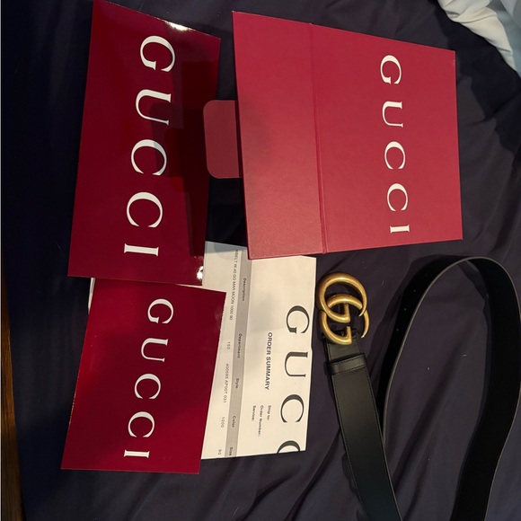 Gucci Black Belt with Gold Buckle - Picture 1 of 2